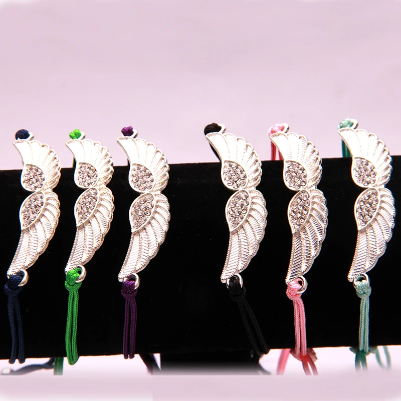 Ангел подвеска крыло браслеты Плетеные стрейч кристалл ювелирные изделия