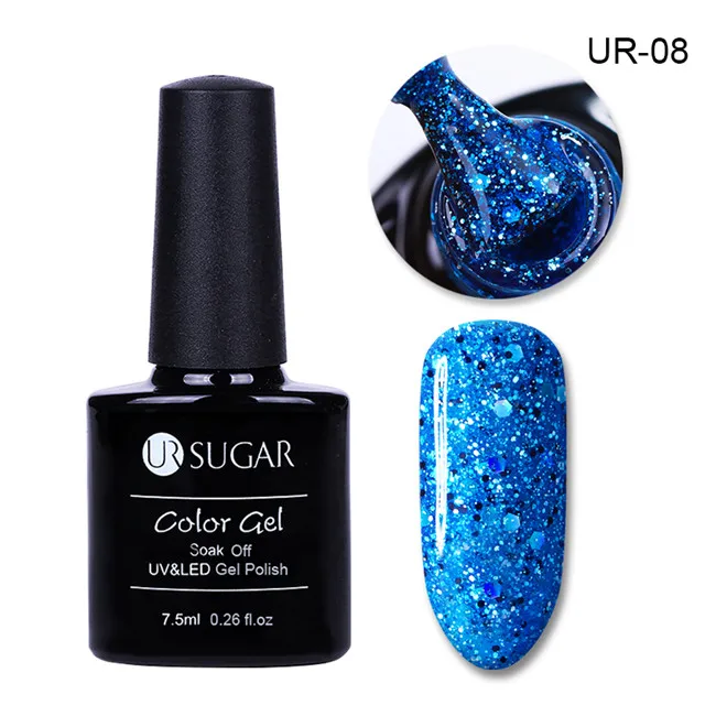 UR-08 Ur Sugar Блестящий Гель-лак для ногтей Лазерные Блестки УФ Гель-лак для ногтей впитывающийся Полупостоянный гель блестящие, дизайн ногтей лак верхнее покрытие - Цвет: UR-08