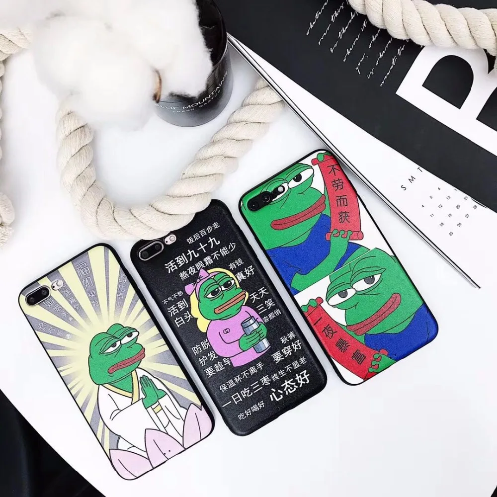 Japan Super Popular Sad Frog 3D Relief Silk Pattern TPU Case Cover For Iphone6 6S 7 7S 8 6P 7P 8P X |