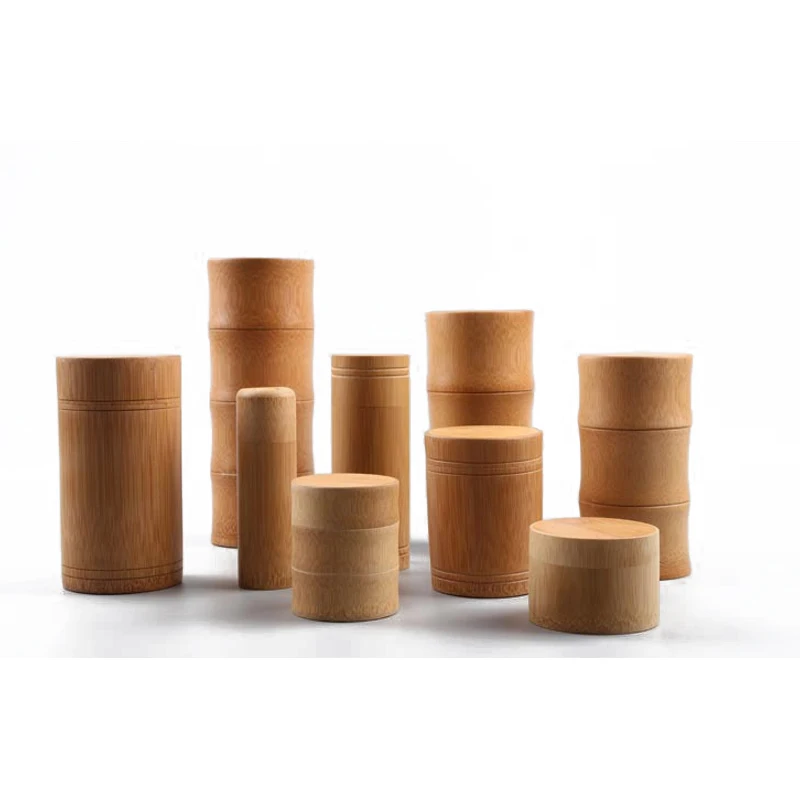 1 шт. Бамбуковая чайная коробка портативная круглая ручная натуральная для