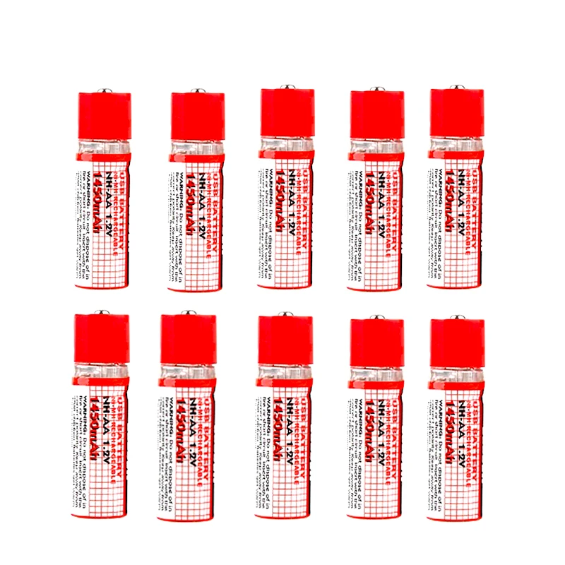 10 Pcs / lot LiitoKala 1.2 V 1450 MAH Battery AA USB Rechargeable With LED indicator E Long L|Перезаряжаемые батареи| |