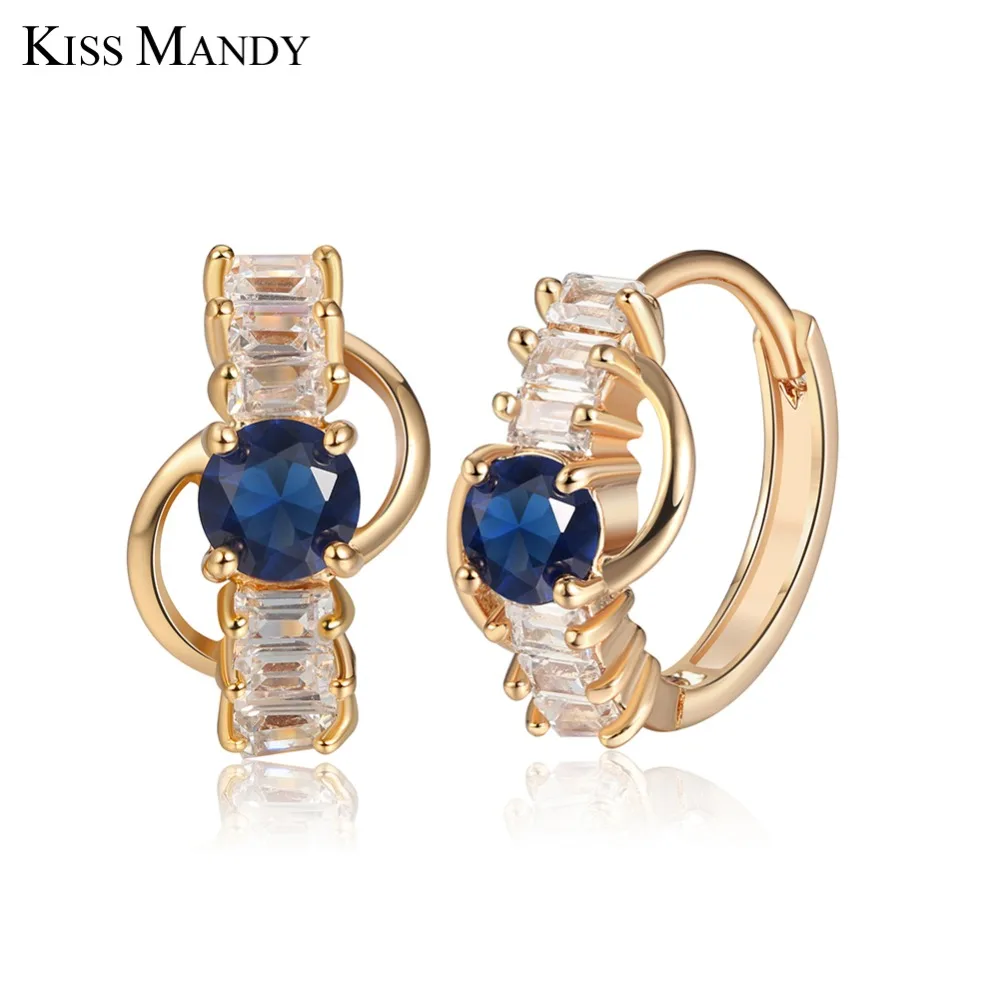 Женские серьги гвоздики с фианитом золотистого цвета|Серьги-гвоздики| |