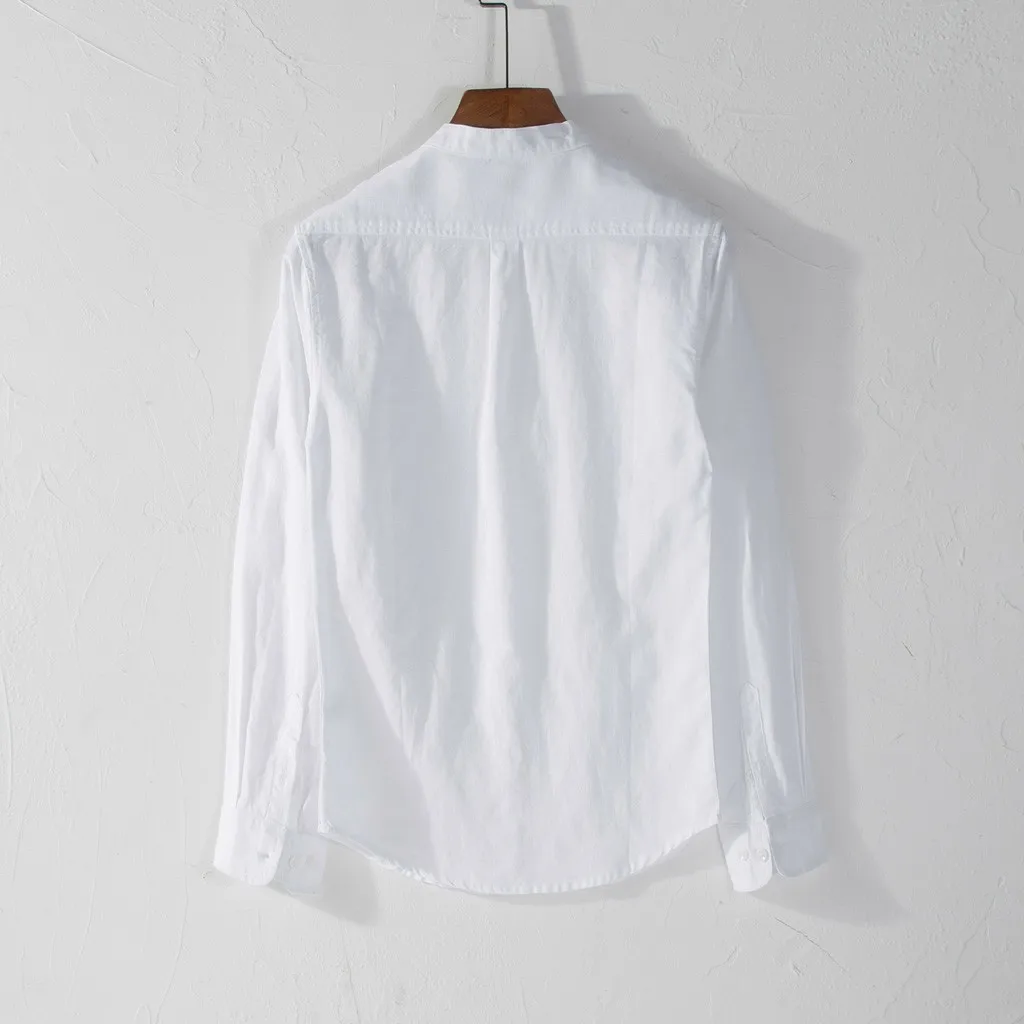 Повседневная мужская рубашка Camisa, модная мужская рубашка с длинными рукавами, топ на пуговицах, хлопковое белье сплошной цвет, свободная Мужская Блузка Camisa masculina