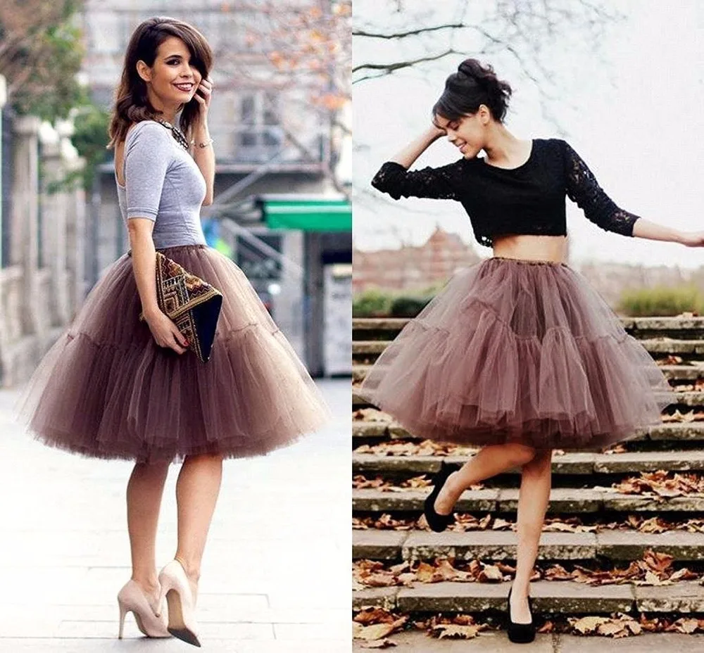 

New Fashion Midi Tulle Skirts High And Elastic Waist Younger Tutu Skirts Classical Lolita Style High Waist Female Party Skirts