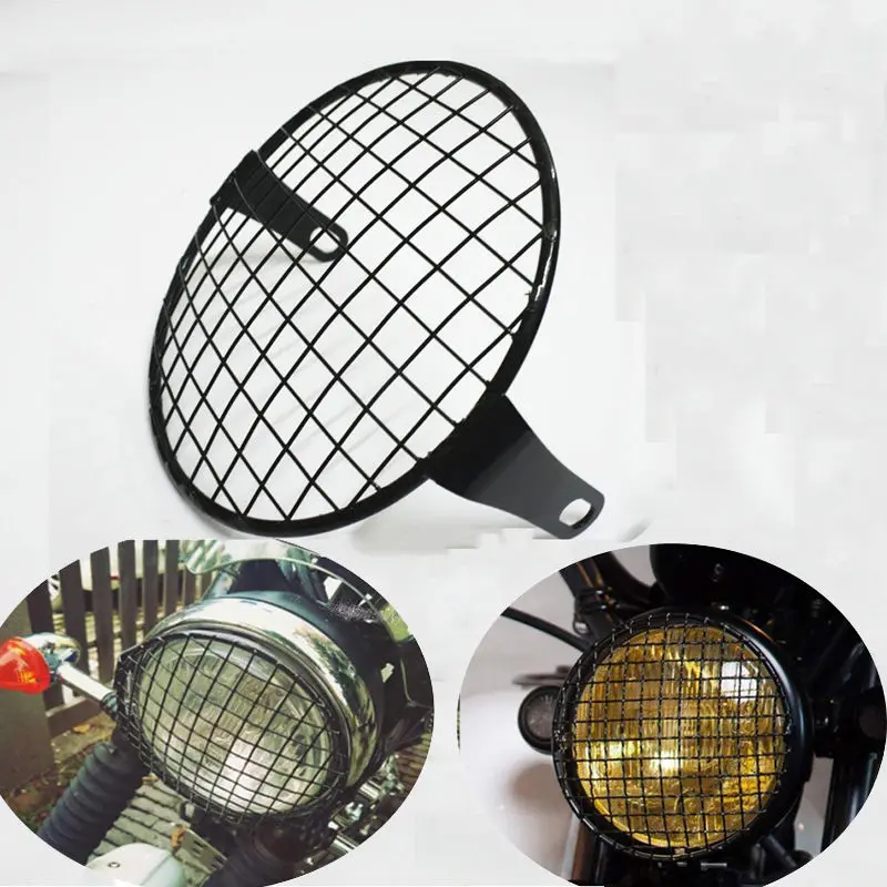 Галогенная передняя фара для мотоцикла 35 Вт черная металлическая решетка 6 5