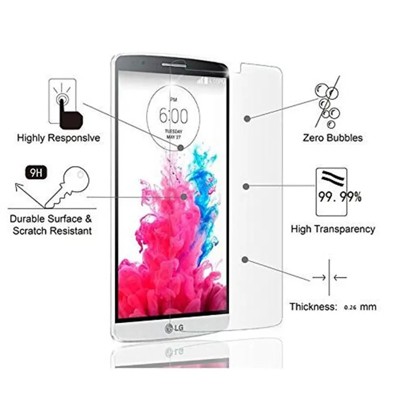 Ультратонкое закаленное стекло 9H 0 26 мм для LG G2 G3 G4 S K10 K5 G5 4G LTE защитная Пленка