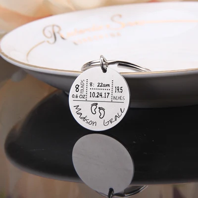 style1 silver FLYANGEL персонализированные детские зеркальные стильные брелки, подарки на день отца, новые детские подарки на день рождения, весовое время, брелок - Цвет: style1 silver
