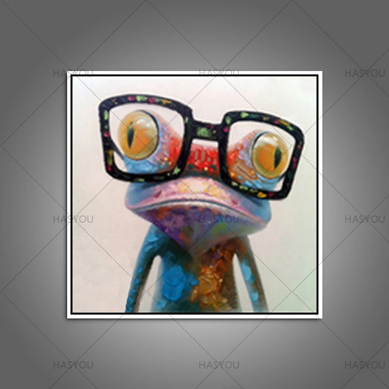 Расписанный вручную акриловый холст Масляные картины красочная лягушка с