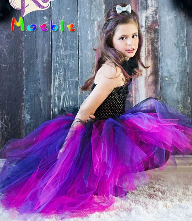 Детское платье-пачка фиолетового цвета пушистое платье для девочек свадьбы дня