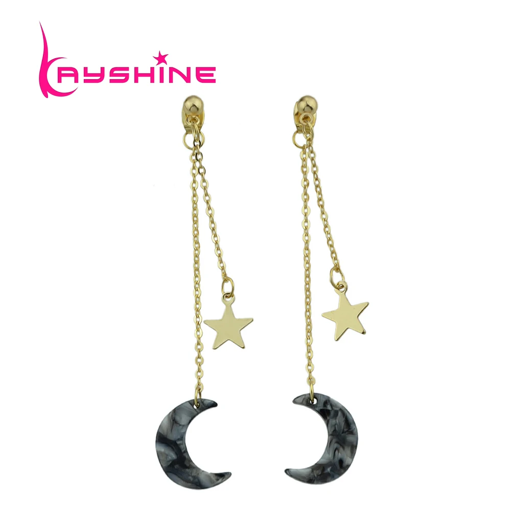 Kayshine милые Стиль длинные серьги золото Цвет цепь с ful Камень Луна Star Форма для