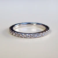 Solid 18K White Gold Ring Full Eternity Wedding Band 0.23Ct Diamond Women Anniversary Ring Best Women Wedding Ring