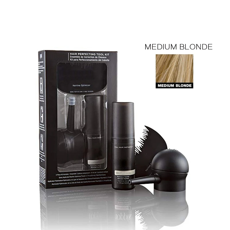 SET MEDIUM BLONDE Волосы совершенствования набор синхронизированных инструментов для истончение волос 3 предмета в комплекте, оптимизатор волос спрей для волос от облысения за Для мужчин и Для женщин 27,5 г - Цвет: SET MEDIUM BLONDE