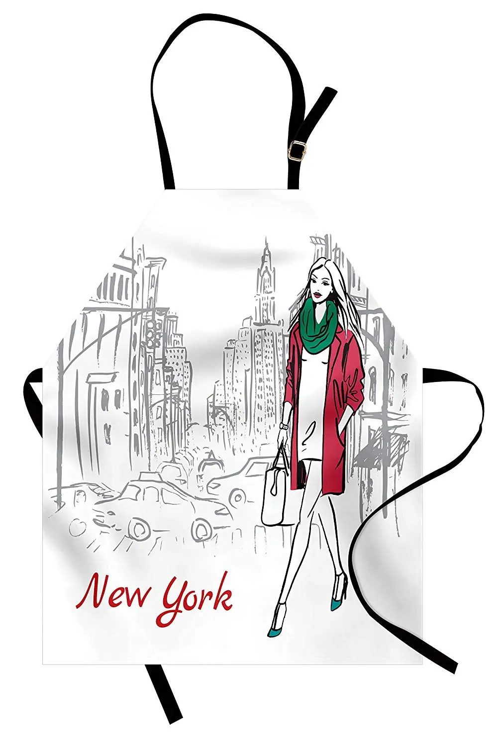 Модный фартук художественный нарисованный вручную эскиз молодой