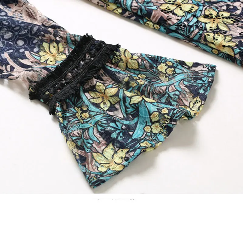 Amuybeen Новое поступление женское платье Кружево принтом трапециевидной формы с