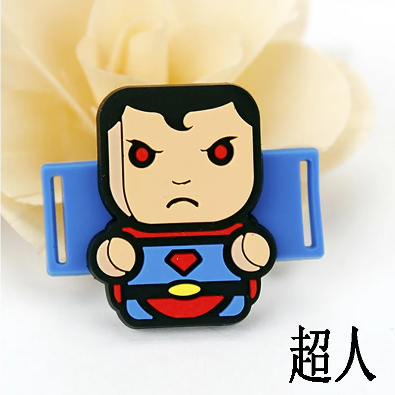 2pcs Superman 2 шт./компл. с изображением героев фильма Марвел «мстители» фигурка игрушки аксессуары спортивные шнурки Пряжка Железный человек Капитан Америка «Халк», «Тор», «Человек-паук» - Цвет: 2pcs Superman
