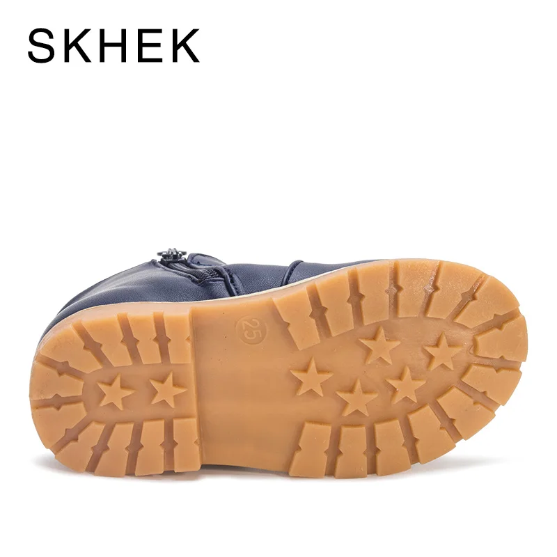 SKHEK/детские зимние ботинки для девочек; детская зимняя обувь для девочек и мальчиков; кожаные Нескользящие теплые модные высокие сапоги; A551