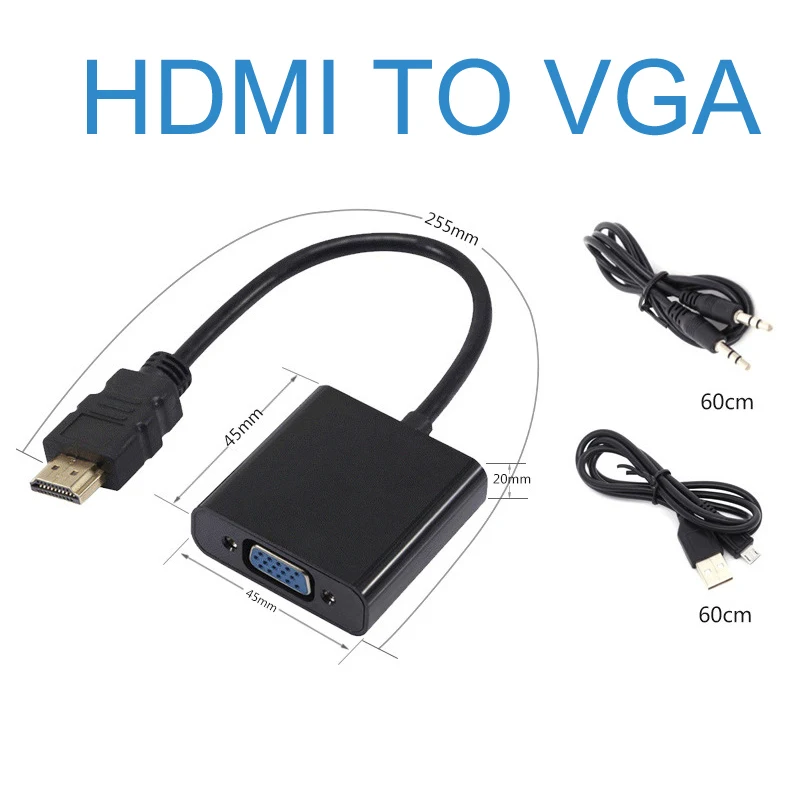 10 шт./лот HDMI в VGA адаптер конвертер 1080P цифровой аналоговый видео аудио для ПК