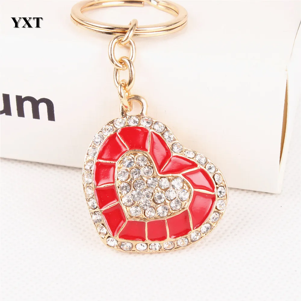 

New Fashion Love Sweet Heart Crystal Charm Pendant Purse Handbag Car Key Keyring Keychain Party Wedding Gift High Quality