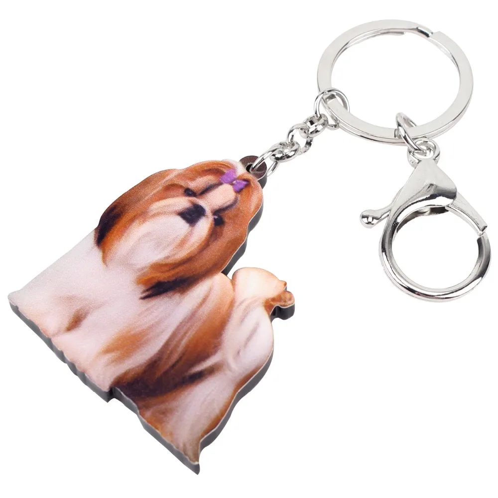 Bonsny Милые Акриловые китайские брелки с собакой Shih Tzu модные животными ювелирные