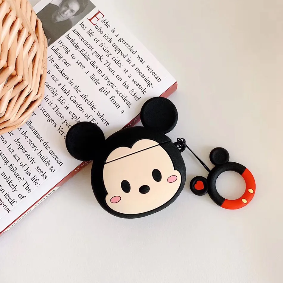 Mickey Для AirPods чехол 3D милый мультфильм наушники Kawaii чехол s для Airpods 2/i10/i11 TWS мягкая защитная крышка с кольцом на палец - Цвет: Mickey