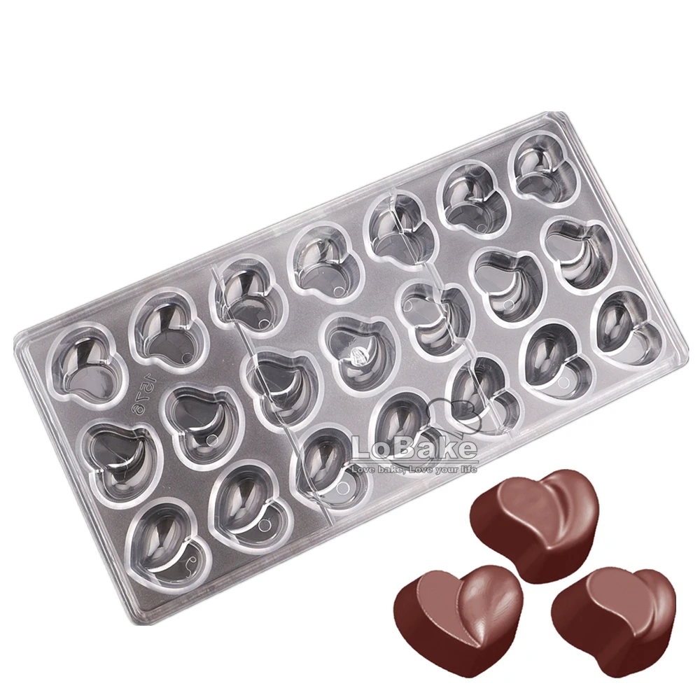 

21 cavities 3 designs heart shape polycarbonate PC chocolate mold candy fondant ice cube mould baking moldes DIY bakery tools