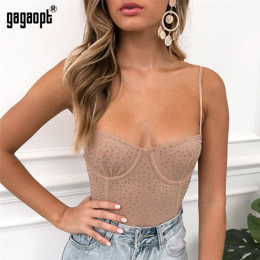 Gagaopt Кружевное боди для женщин прозрачное сексуальное черное/хаки Сетчатое