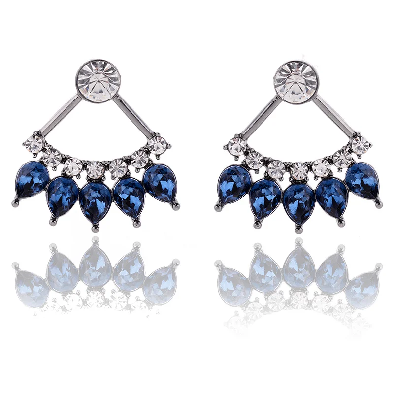 royal blue LUBOV 32 вида геометрические Кристальные серьги для пирсинга с голубым камнем золотые, серебряные, металлические висячие серьги трендовые женские вечерние ювелирные изделия - Окраска металла: royal blue