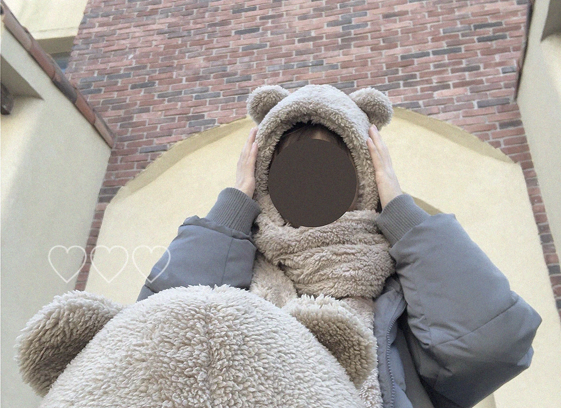 Японский женский шарф Kawaii Bear, теплый зимний мягкий плюшевый шарф с капюшоном, шапка, шарфы Skullies, хороший подарок для женщин и девочек