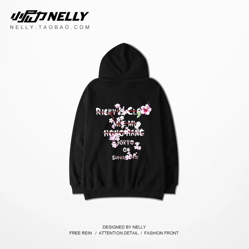 NELLY 2019 осень зима Вишневый цветок толстовка с капюшоном в стиле хип хоп