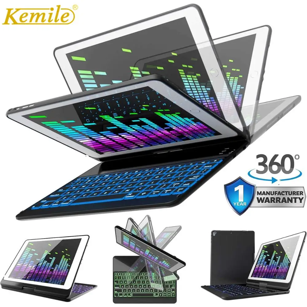 Teclado para Ipad Girar sem Fio Capa para Ipad Case 360 Bluetooth Retroiluminado Teclado Pro ar 3 10.5 2021