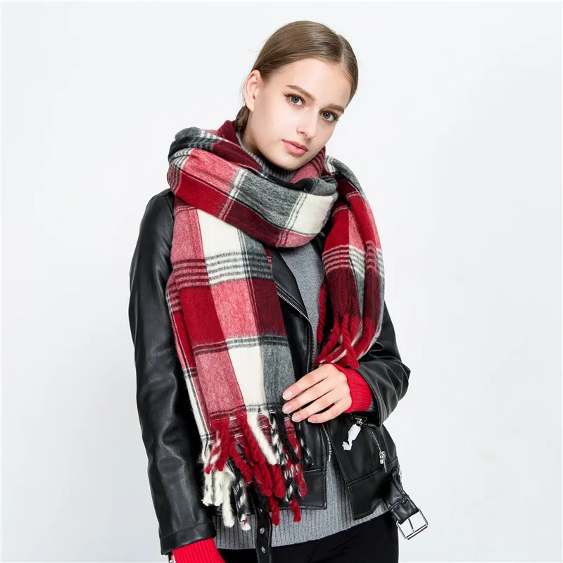 2017 Осень и зима новый клетчатый шарф для женщин Модный теплый длинный лоскутный