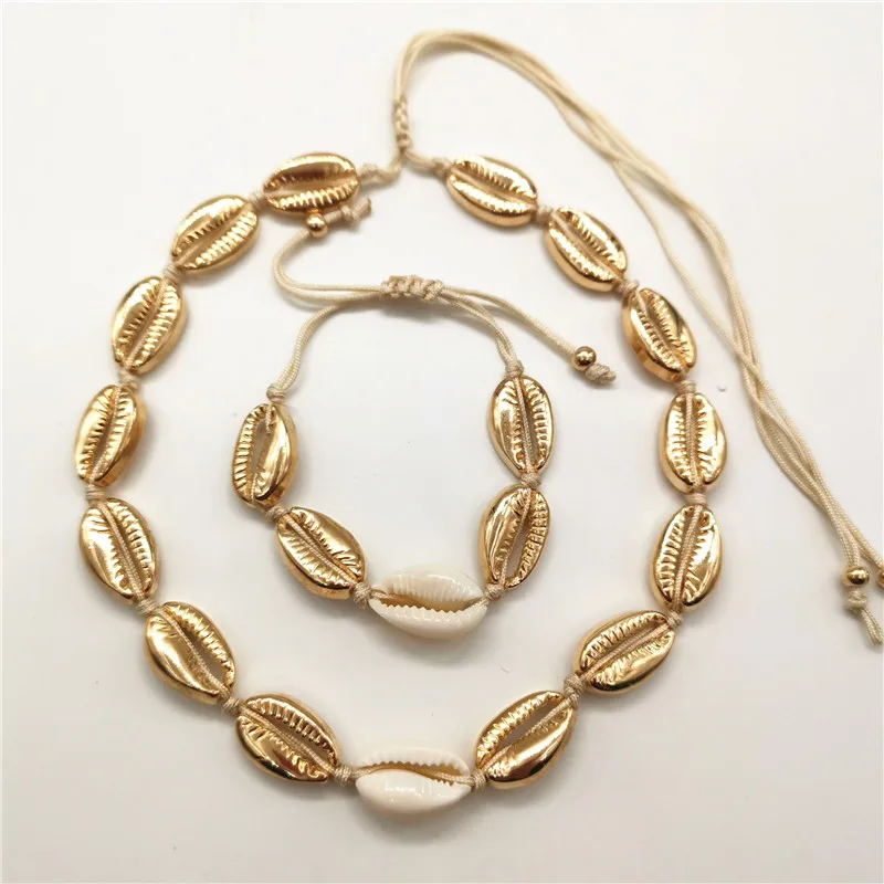 Luxury Gold Silver Color Cowrie Shell Choker Necklace for Women 2019 Fashion Jewelry Bead Rope Chain Necklace Statement Collier