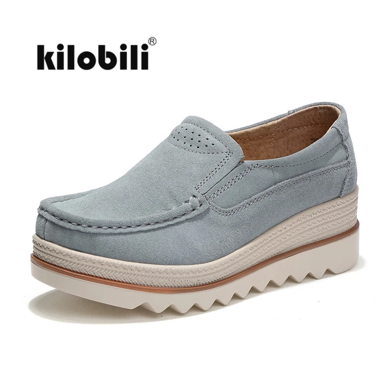 Kilobili женская обувь на плоской подошве замшевые мокасины кроссовки платформе и