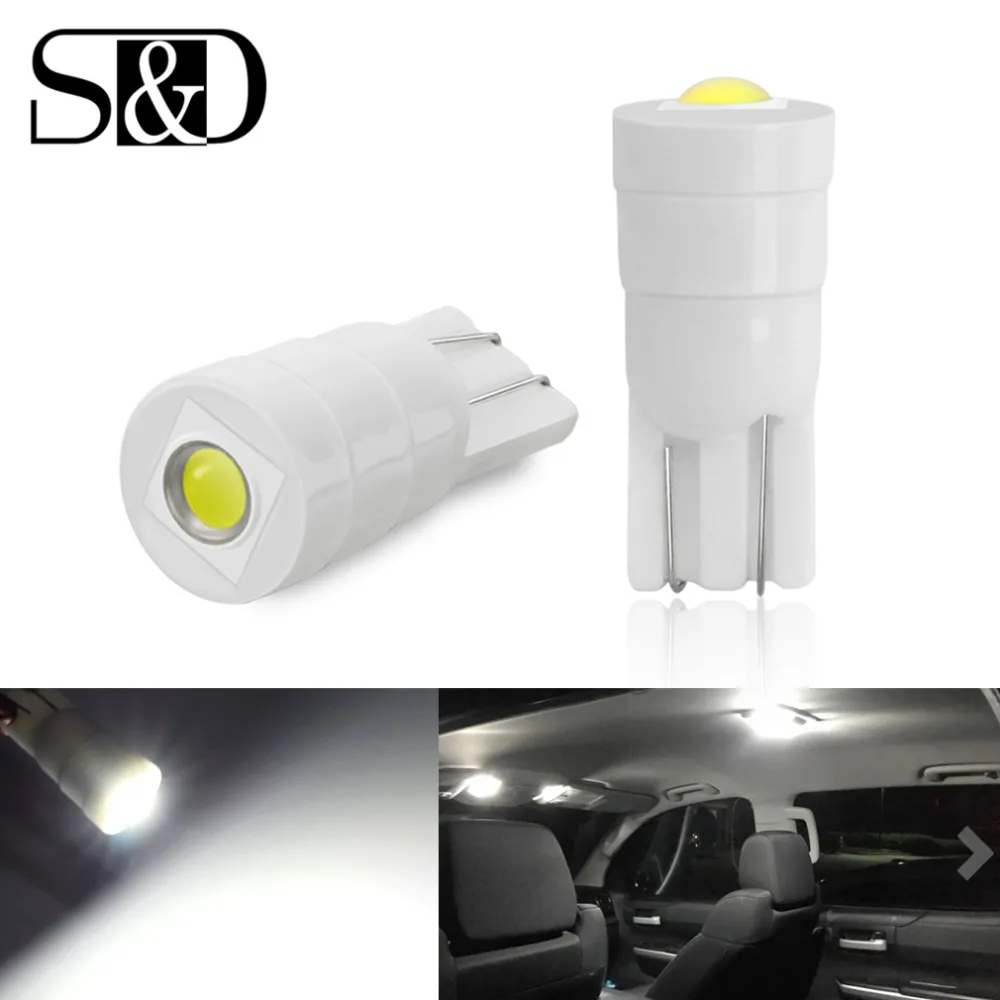 

2pcs T10 W5W 194 168 LED Auto Wedge Interior License Plate Light Marker Lamp Wedge Side Bulb Car Lights 6000K White 12V