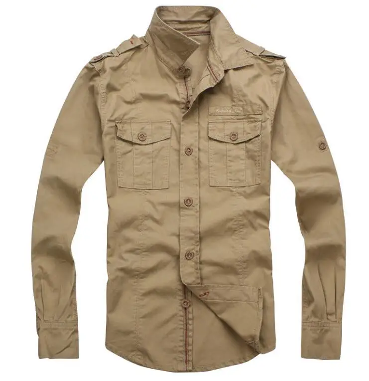 Для мужчин Хлопковые армейские брюки-карго рубашка в стиле милитари Однобортный