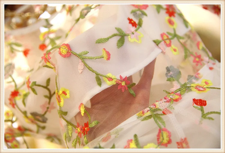 Сетчатая пряжа с трехмерной вышивкой шифоновая Цветочная кружевная ткань