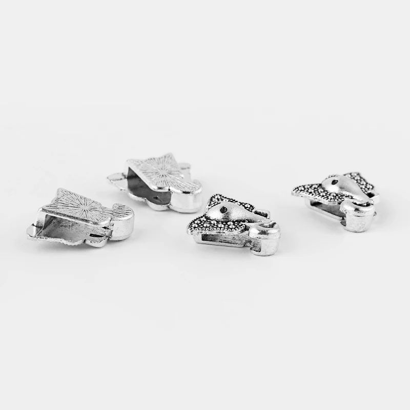 

20pcs Animal Elephant Slider Spacer Charm Fit 10*2mm Flat Leather Jewelry Fittings