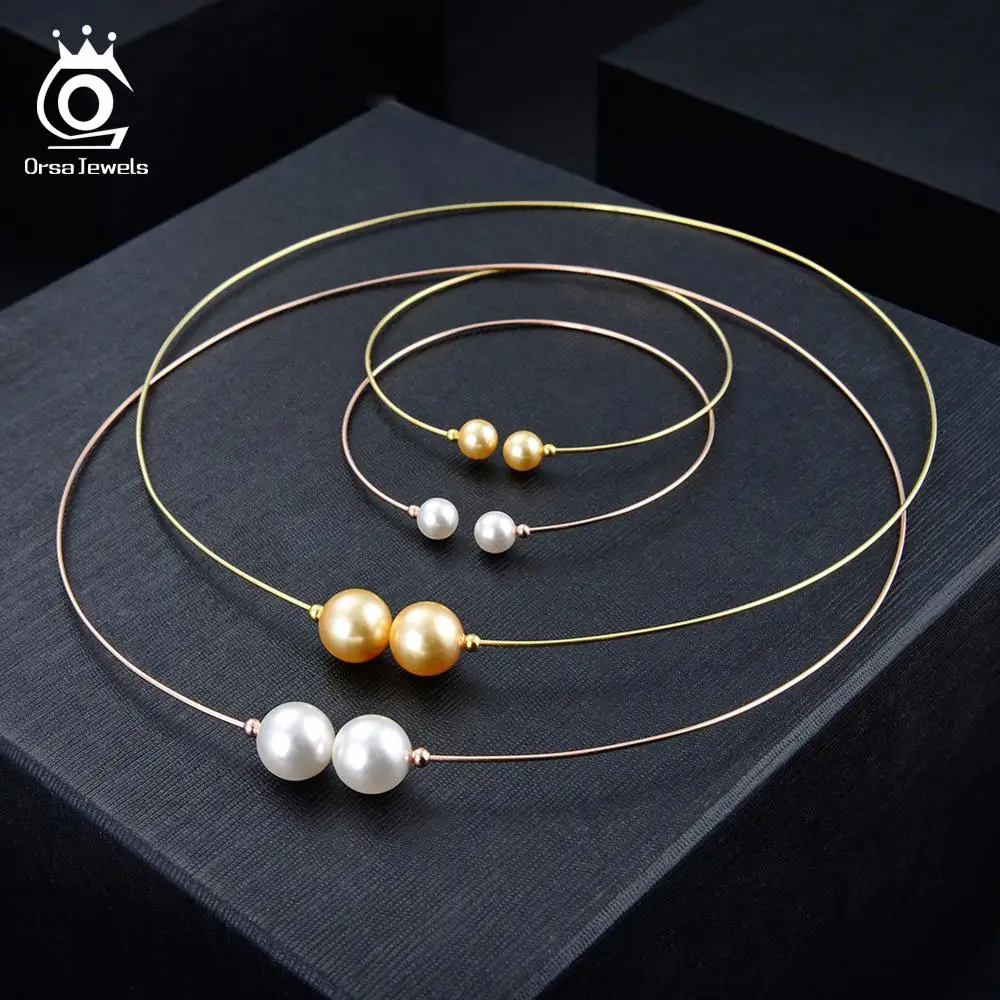ORSA JEWELS, настоящее 925 пробы, Серебряная оболочка, жемчужные ожерелья для женщин, короткое колье, модное популярное эксклюзивное ювелирное изделие, SN156-P