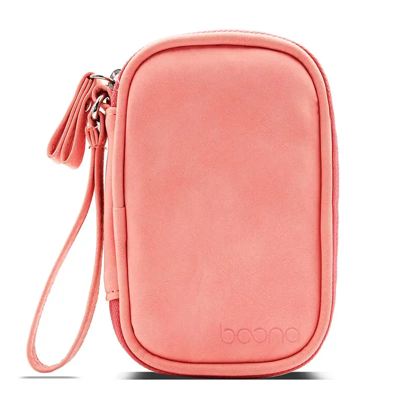 Pink Boona PU чехол для наушников сумка портативный наушник коробка для наушников для хранения карт памяти USB кабель Органайзер мини наушники сумка - Цвет: Pink