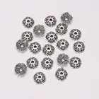 50 шт.лот 8 мм 4 лепестка Тибетский античный резной цветок рассыпчатые бусины для самостоятельного изготовления ювелирных изделий