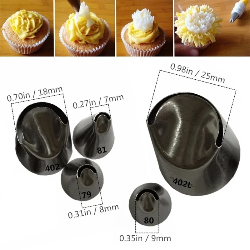 5 шт. последние Креатив глазури трубопроводов сопла из нержавеющей стали набор