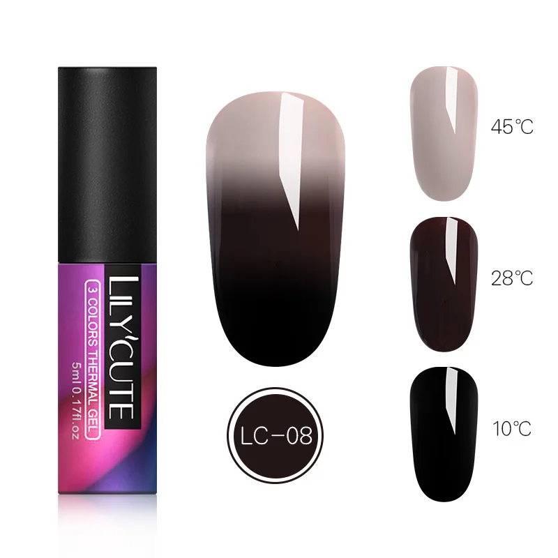 3 Colors8 LILYCUTE косметика парфюмерия диспенсер 5 мл Температура изменения Цвет Гель-лак для ногтей, Термальность лак для ногтей Гель-лак био-Гели Soak Off UV лампа длительного действия хамелеон лак для ногтей Лаки - Цвет: 3 Colors8