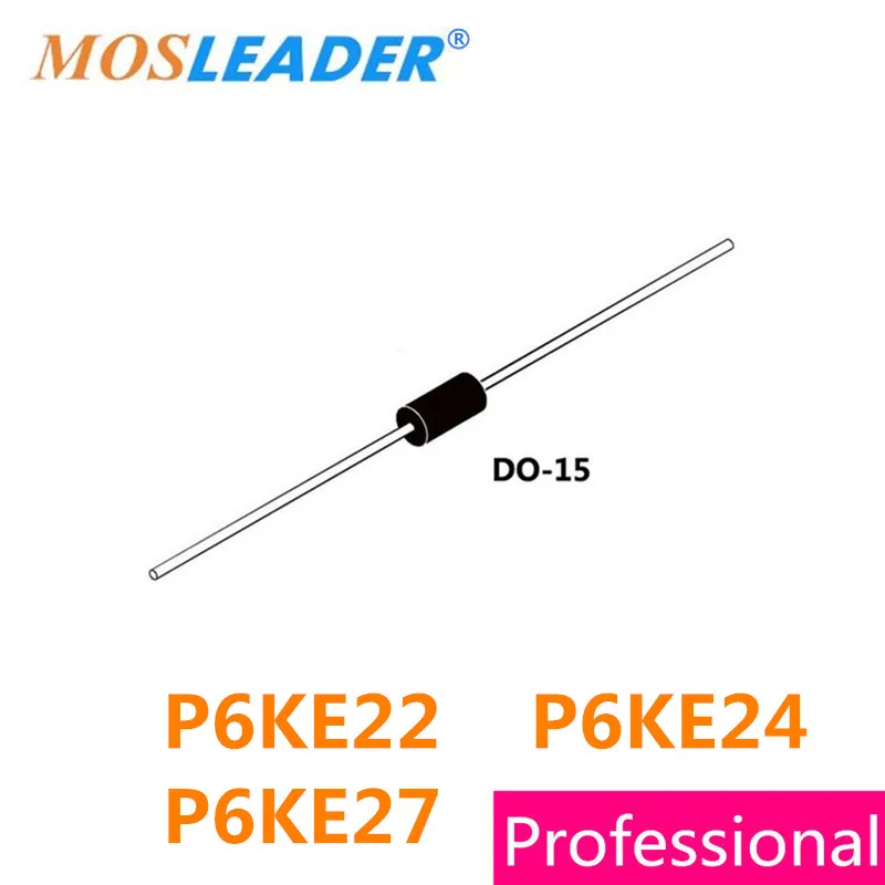 Mossleader P6KE22 P6KE24 P6KE27 DO-15, 1000 шт., 600 Вт, P6KE22A, P6KE24A, P6KE27A, P6KE22CA, P6KE24CA, P6KE27CA, 22 В, 24 В, 27 в