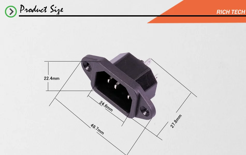 3 шт. черный 3 шпильки IEC320 C14 вход мощность розетка AC 250 В 10A