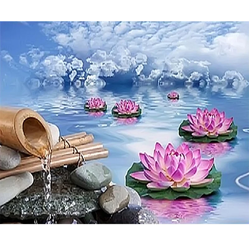 DIY 5D Full Diamond Embroidery Mosaic Picture flowers stone Round Painting Cross Stitch Kits | Дом и сад