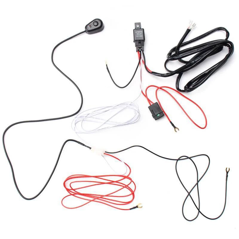 

ECAHAYAKU 2.5 Meters Car LED Light Bar Wire Harness Relay Loom Cable Wiring Kit Fuse for Auto Driving Off-road Led Work Lamp 12V