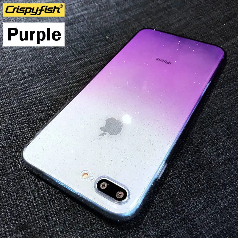Purple Блестящий Прозрачный мягкий силиконовый чехол из ТПУ для iPhone 7, 8 Plus, X, XR, XS MAX, Ультратонкий Прозрачный чехол для 6, 6s - Цвет: Purple