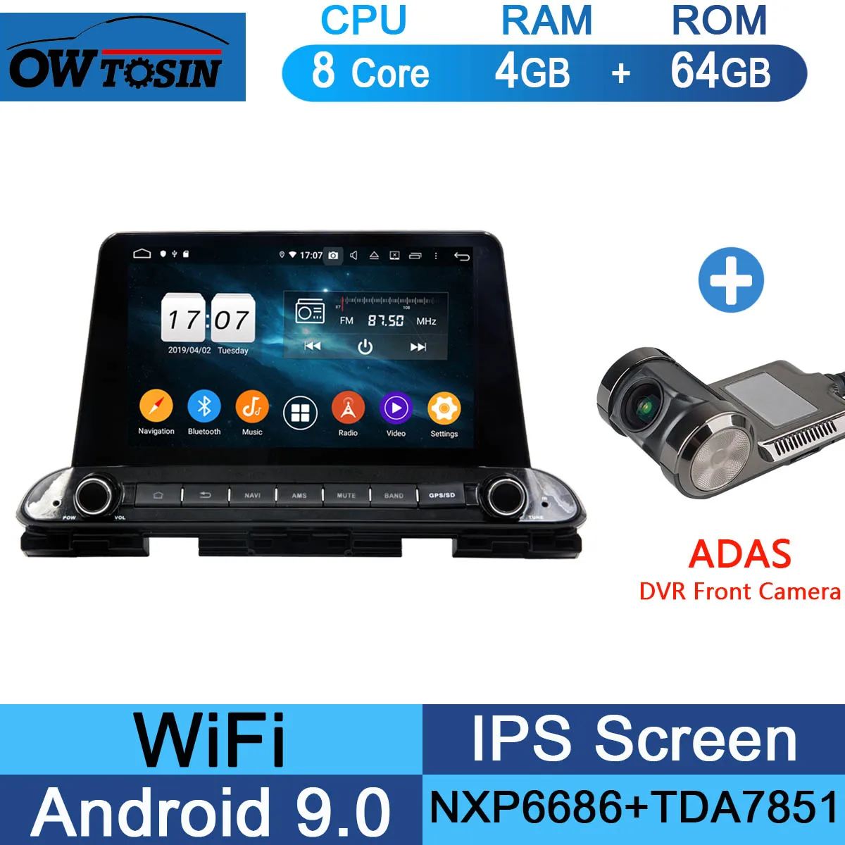 64G Adas Camera " ips Восьмиядерный 4 Гб ОЗУ+ 64 Гб ПЗУ Android 9,0 автомобильный DVD радио gps для Kia CERATO FORTE DSP CarPlay Parrot BT стерео - Цвет: 64G Adas Camera