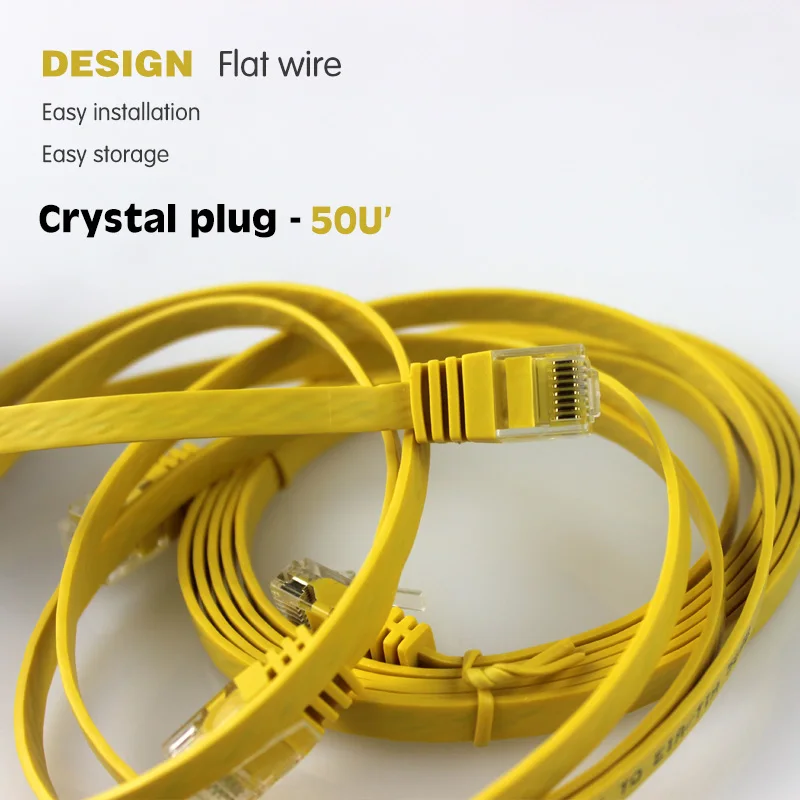 1 5 м желтый Перемычка FTP/UTP cat5e кабель 30AWG плоский провод EIA/TIA 568B RJ45 50U кристальная