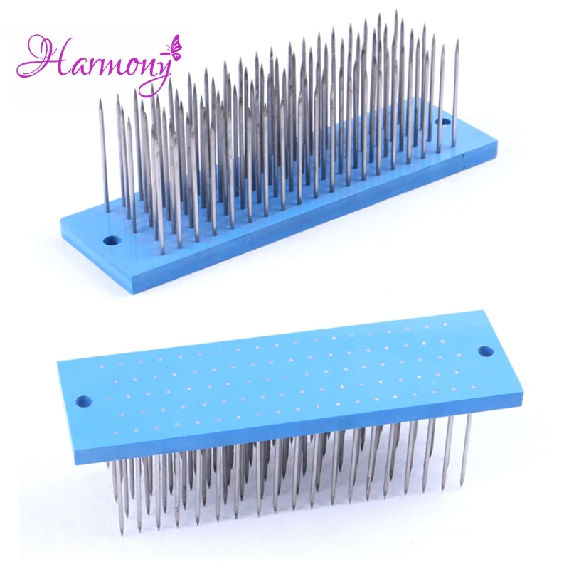 2pcs/lot  Blue color Hair Hackle 93 Teeth Stainless Steel Needles Hackles for Raw Hair Making Hair Bulk Hair Extensions Factory